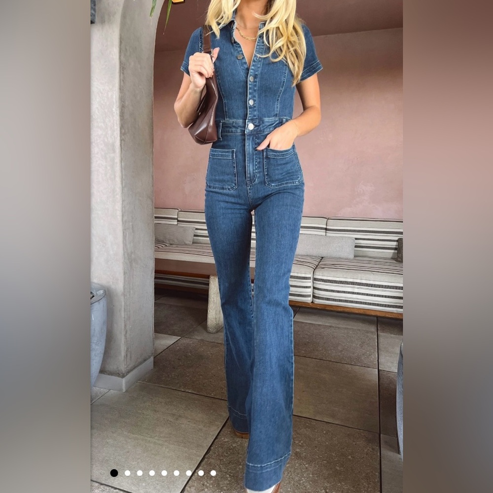 Show Me Your MuMu Everhart Denim Flare Jumpsuit